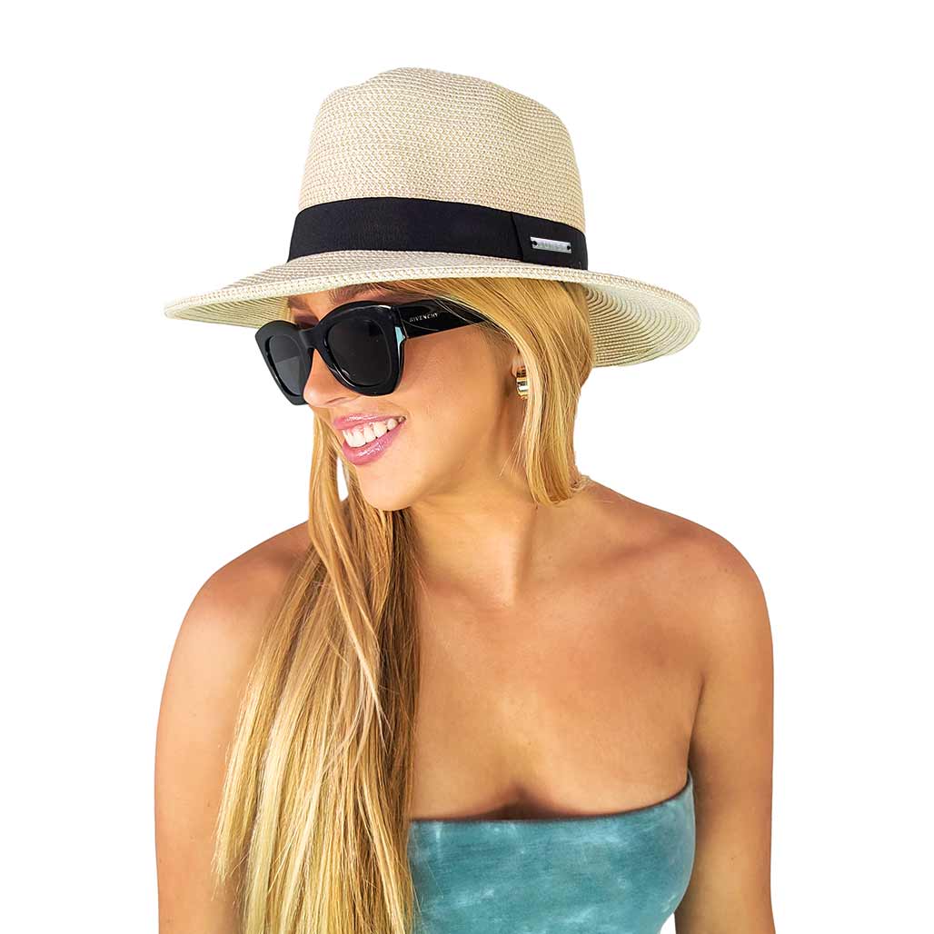 Wide Brim Fedora Sun Hat UPF 50+ - Sun50 Natural Tweed